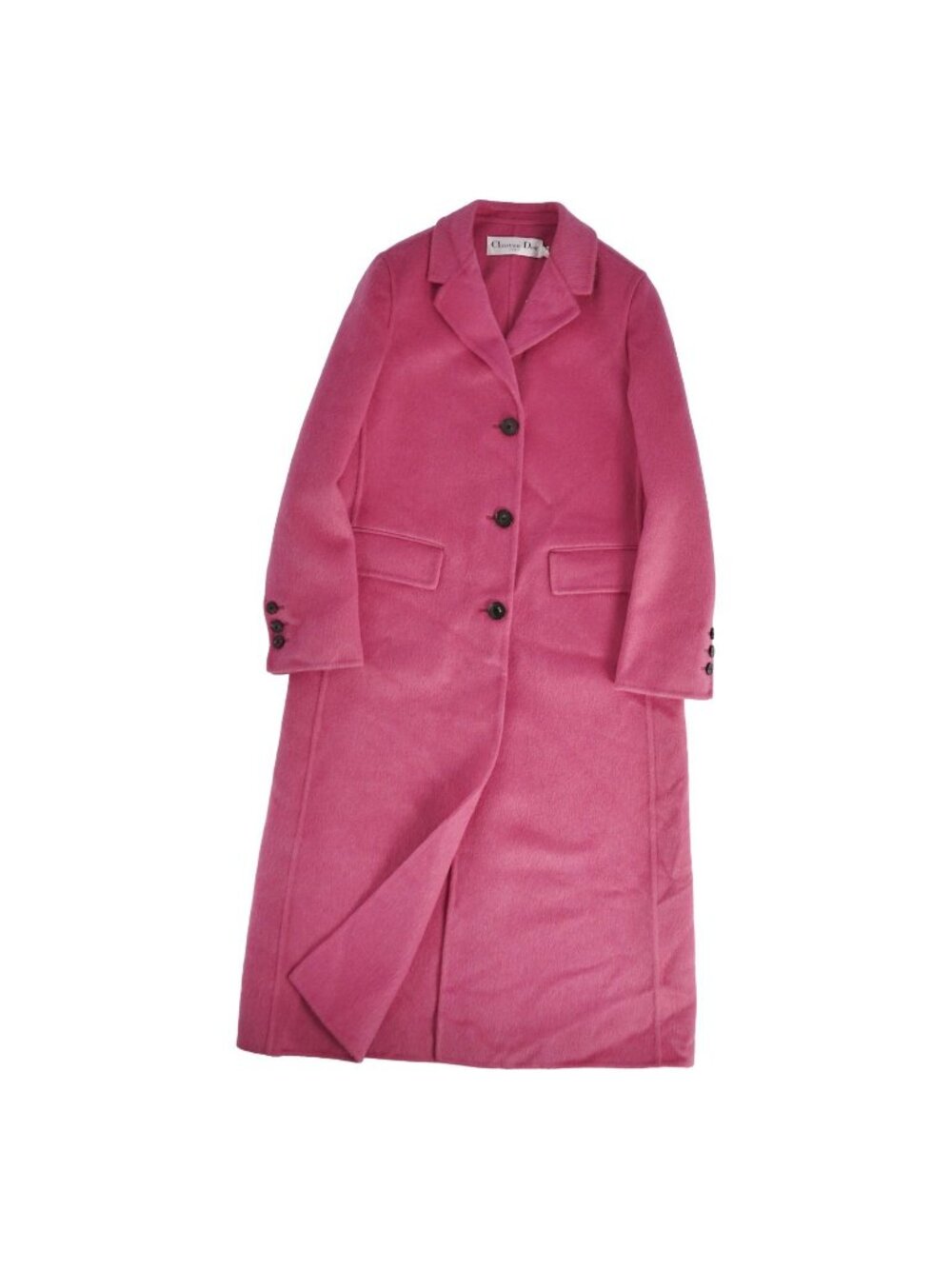Dior Coat Long Chesterfield Double Face Wool Mohair Pink US 2